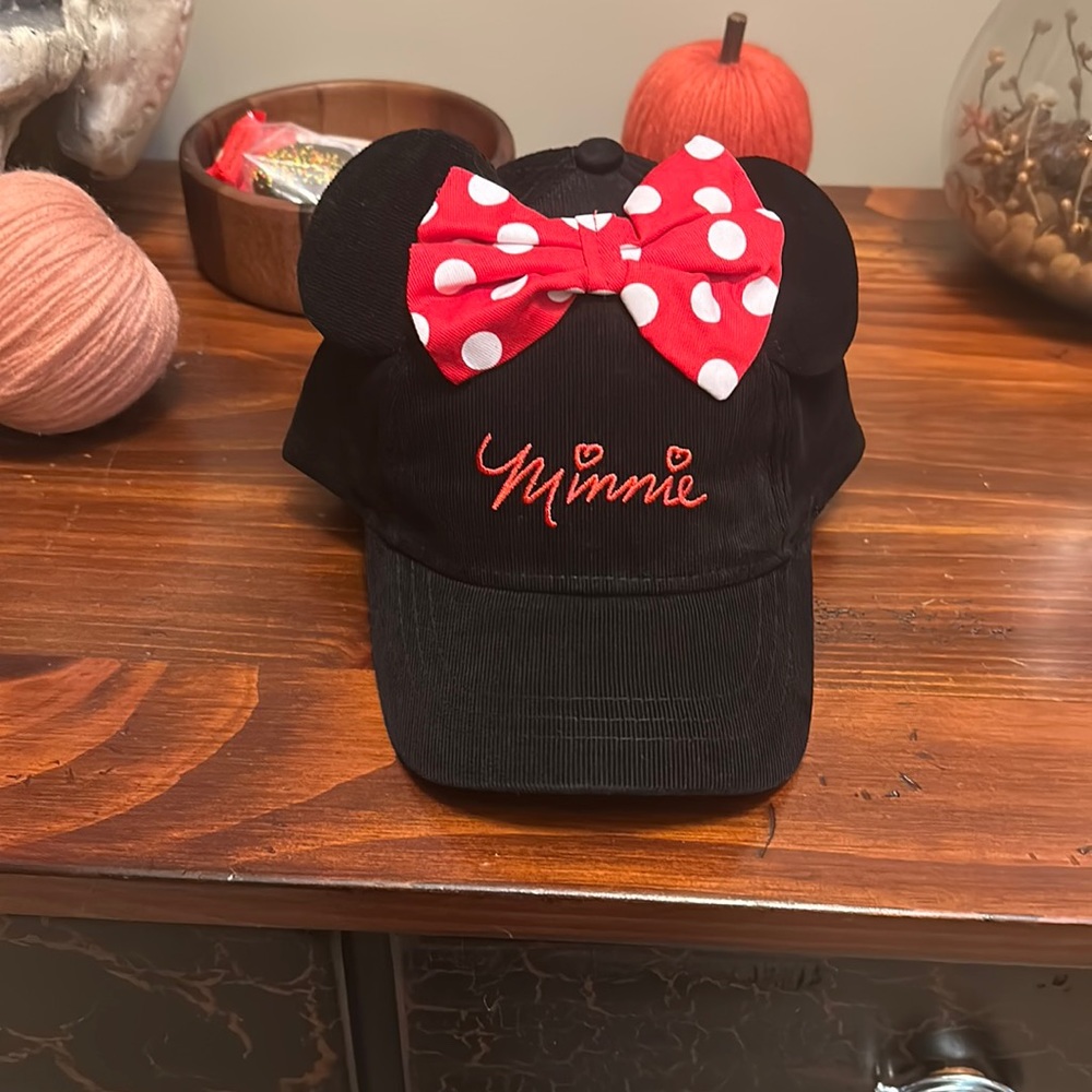 Disney girls Minnie Mouse Black Ball Cap Baseball Hat Mouse Ears & Bow